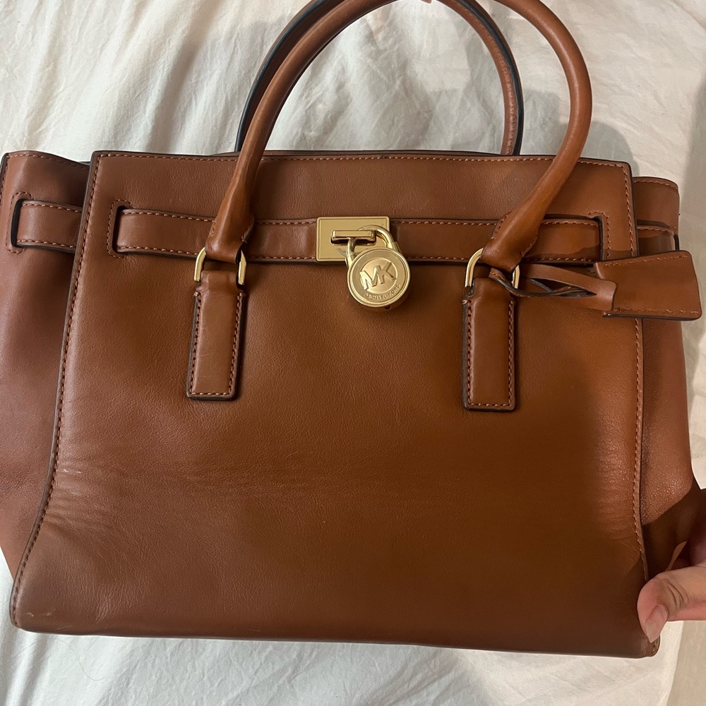 Michael Kors Brown Satchel with Gold-Tone Lock